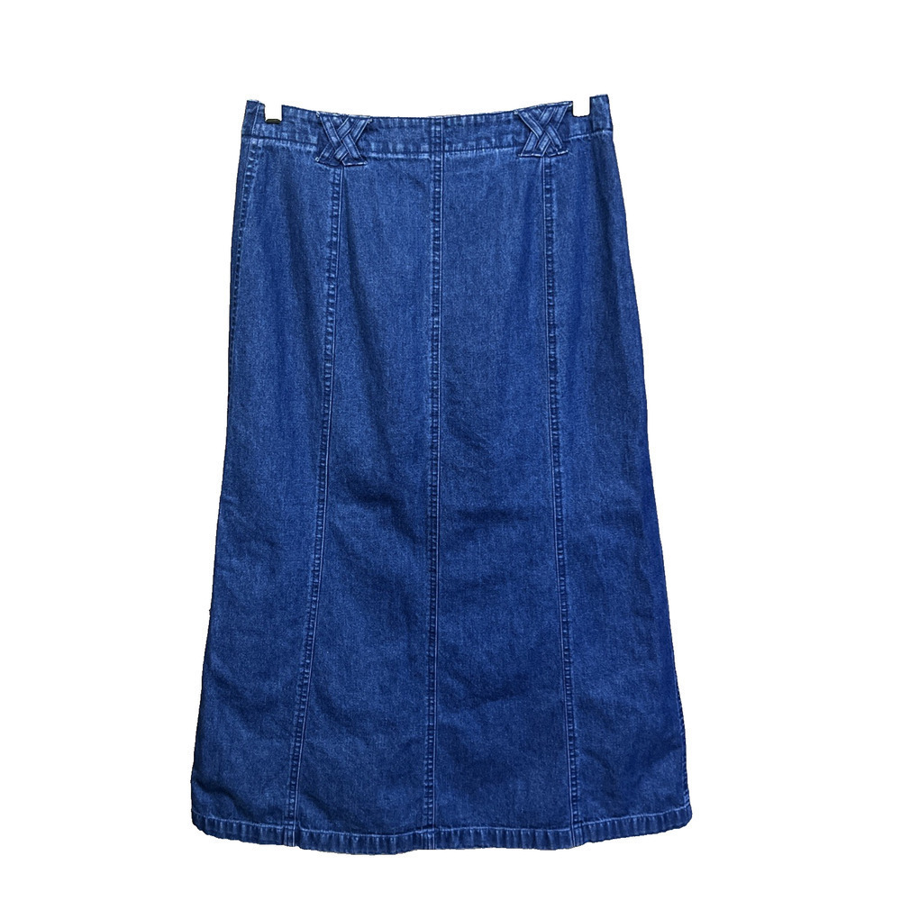 Vintage White Stag Denim Maxi Skirt Y2K Size 6 Blue Boho Casual Western - Picture 2 of 10